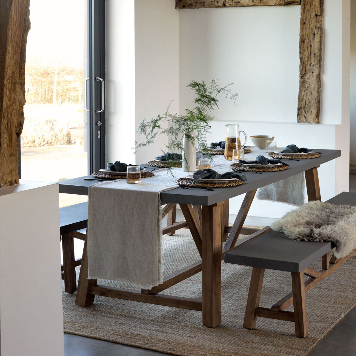 Garden Trading Chilford Table & Bench Set Large Grey