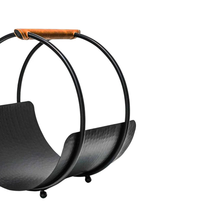 Ivyline Leather Handle Round Log Holder