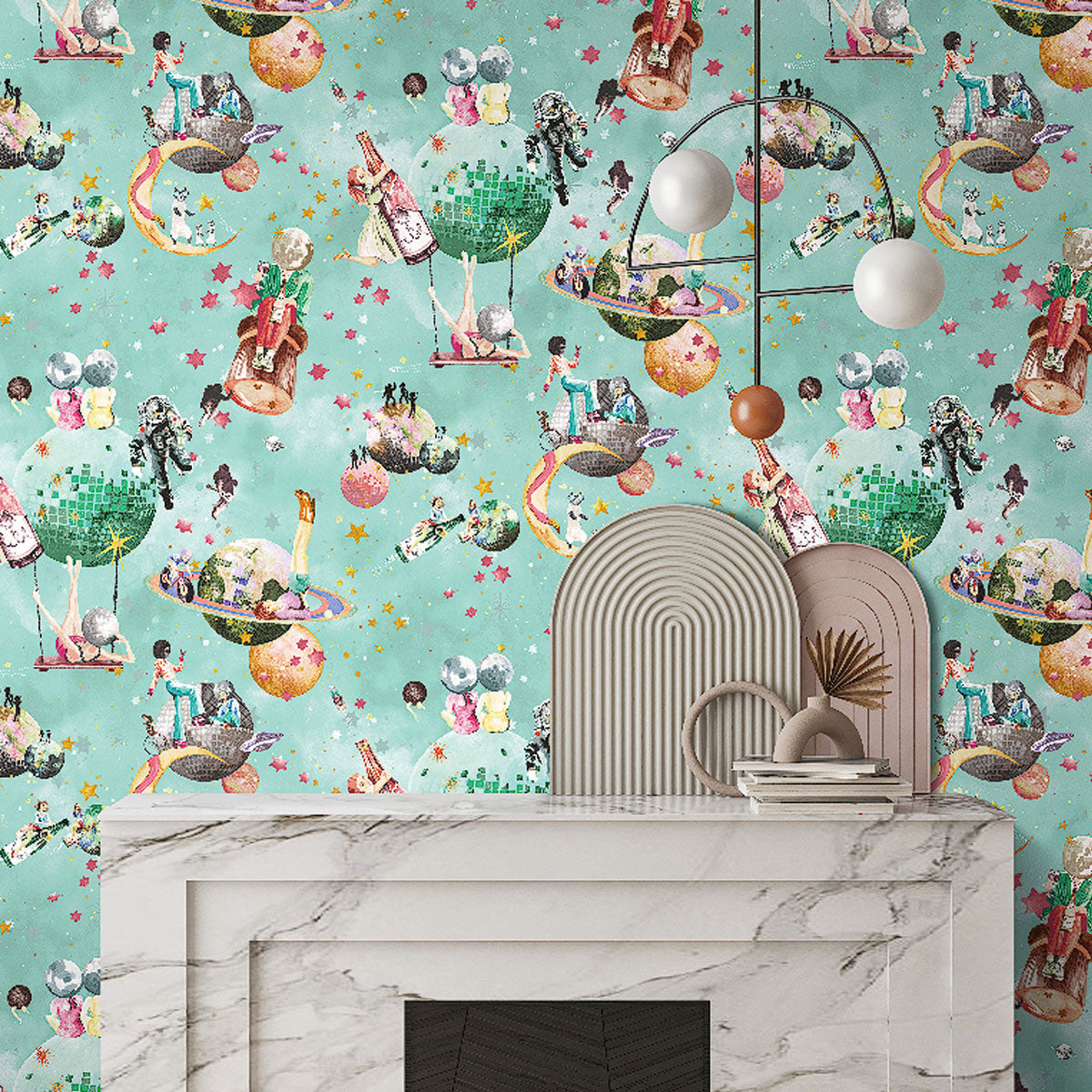 Brand McKenzie Cosmic Groove Wallpaper - Aquamarine