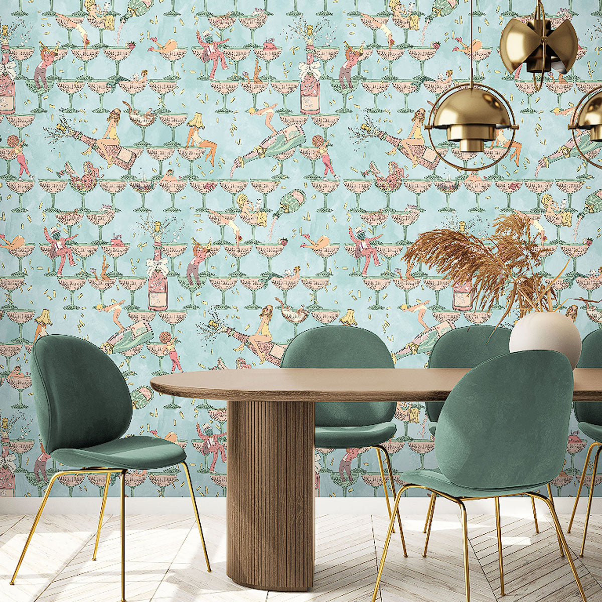 Brand McKenzie The Grand Pour Wallpaper - Aqua Miami