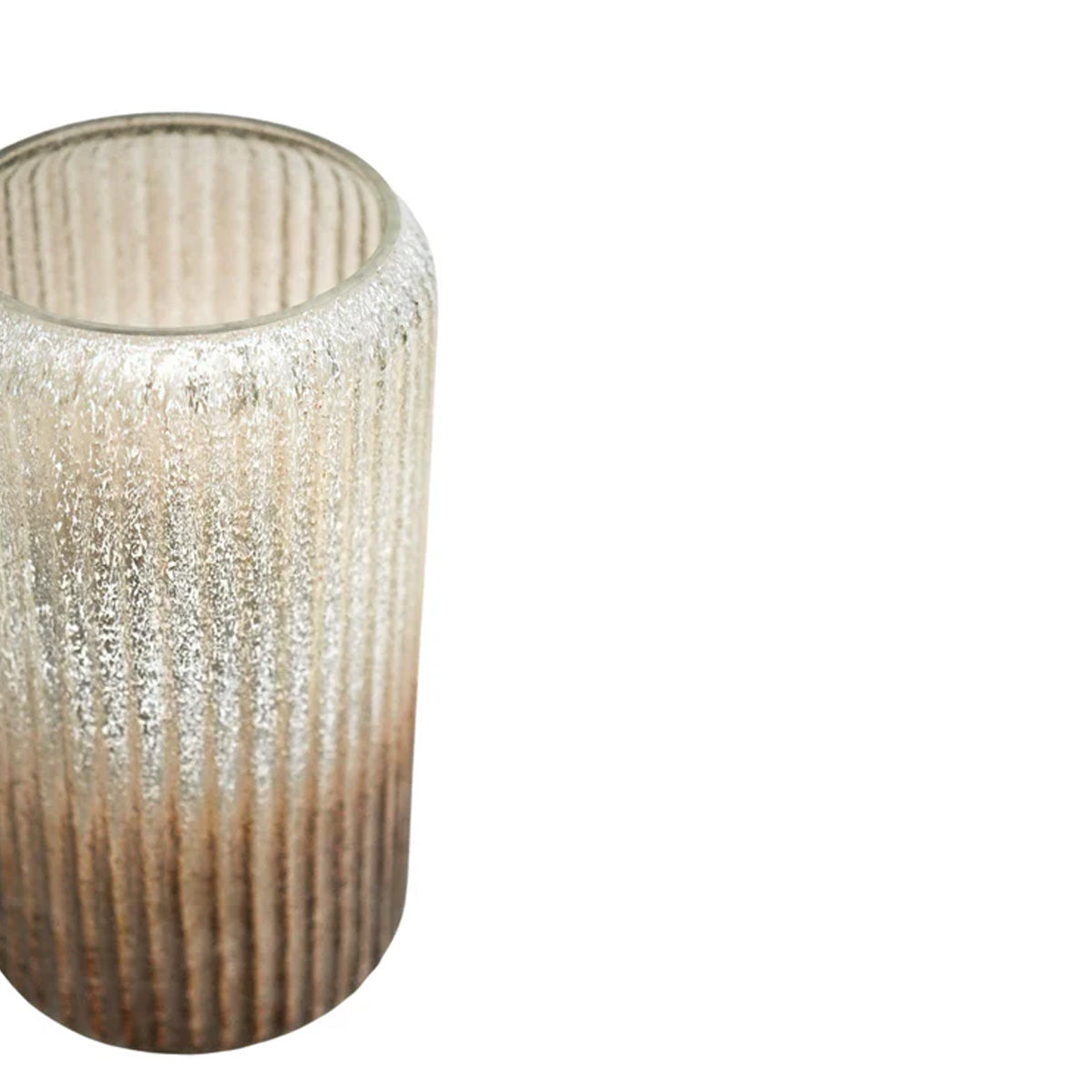 Ivyline Verre Frosted Ribbed Glass Gold Vase
