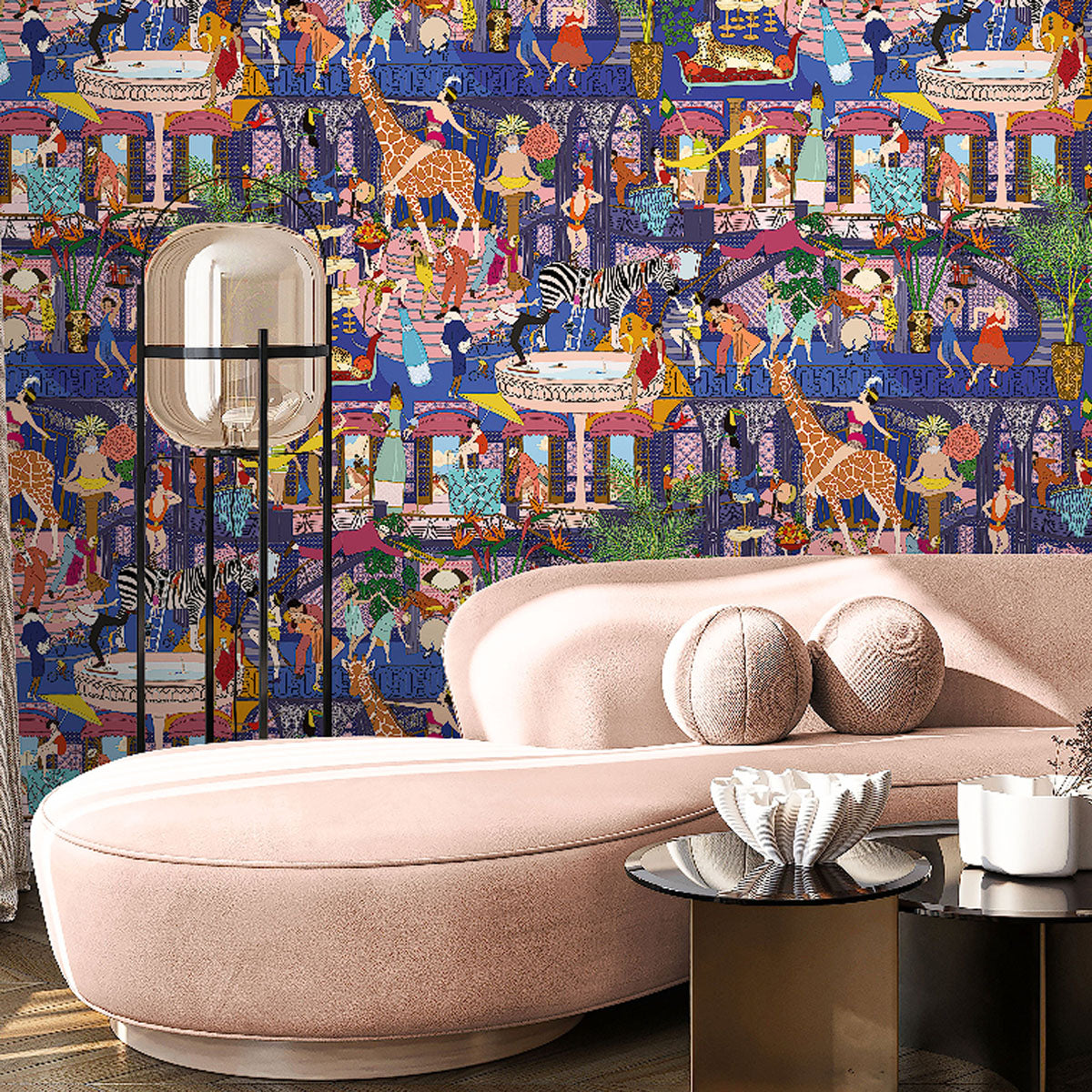 Brand McKenzie Mayhem Mansion Wallpaper - Electric Blue