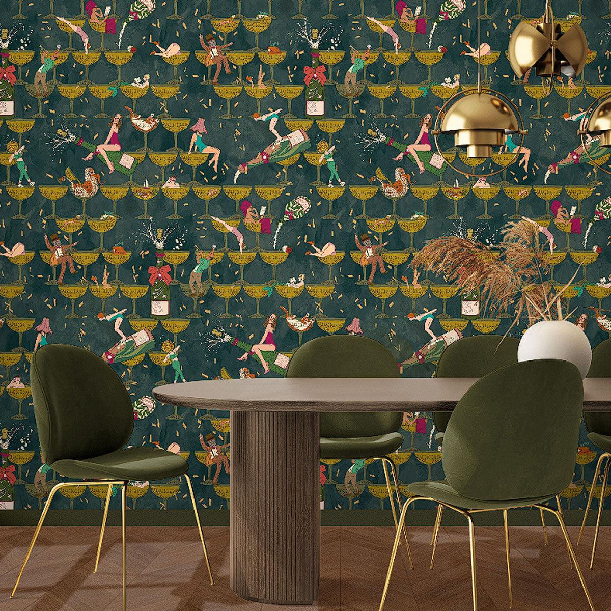 Brand McKenzie The Grand Pour Wallpaper - Dirty Olive