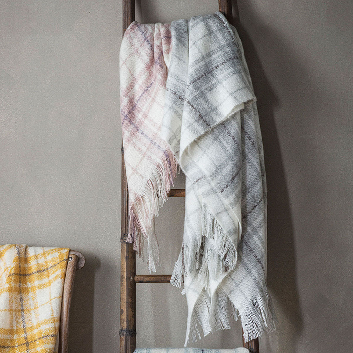 Gallery Direct Check Faux Mohair Throw