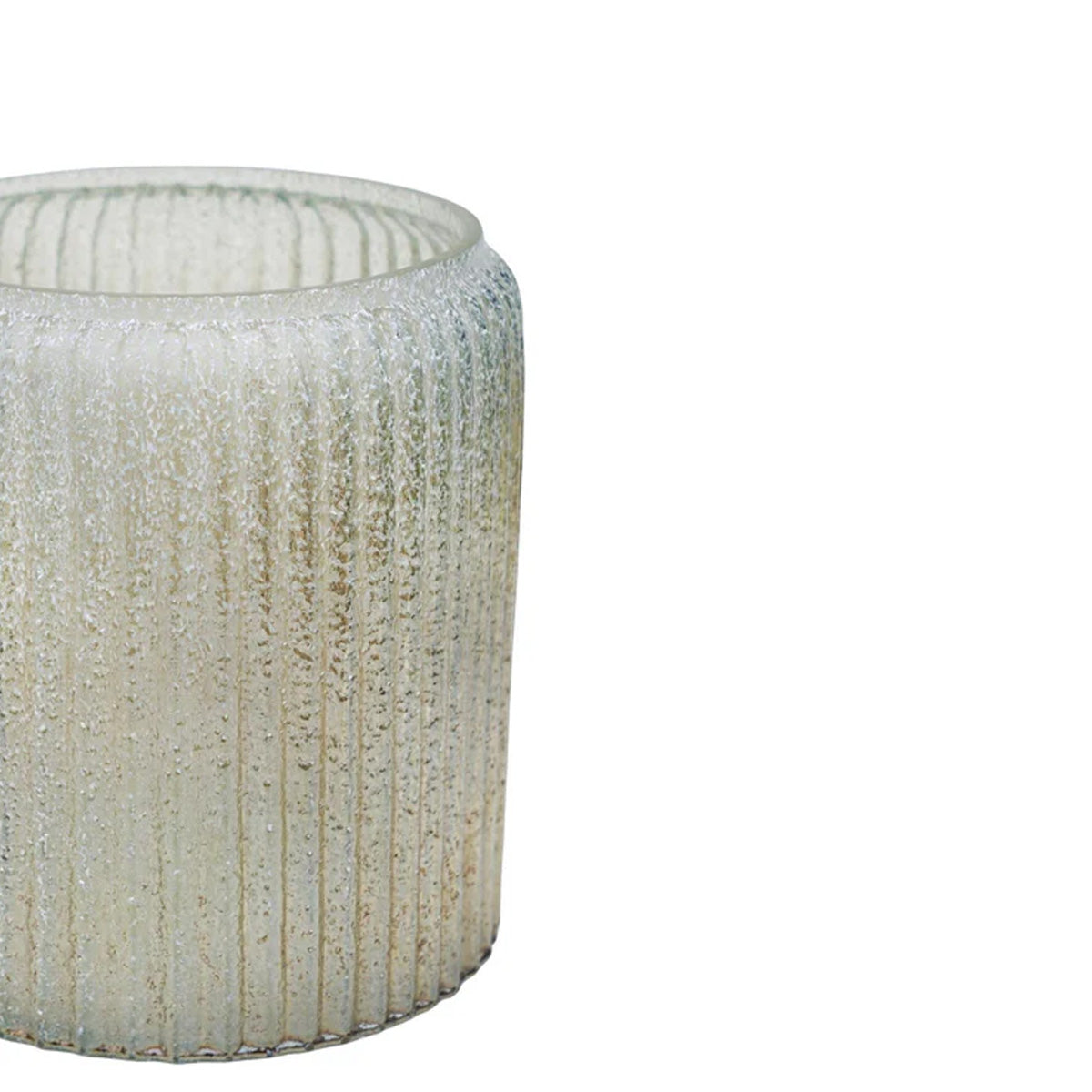 Ivyline Verre Frosted Ribbed Glass Gold Planter