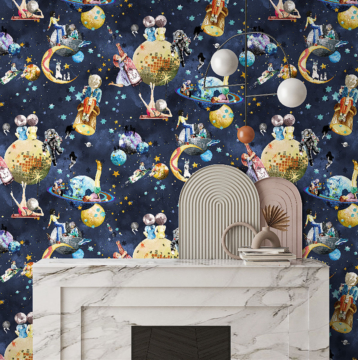 Brand McKenzie Cosmic Groove Wallpaper - Midnight