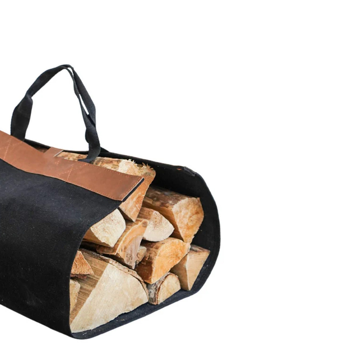 Ivyline Fabric Log Bag Black with Faux Leather