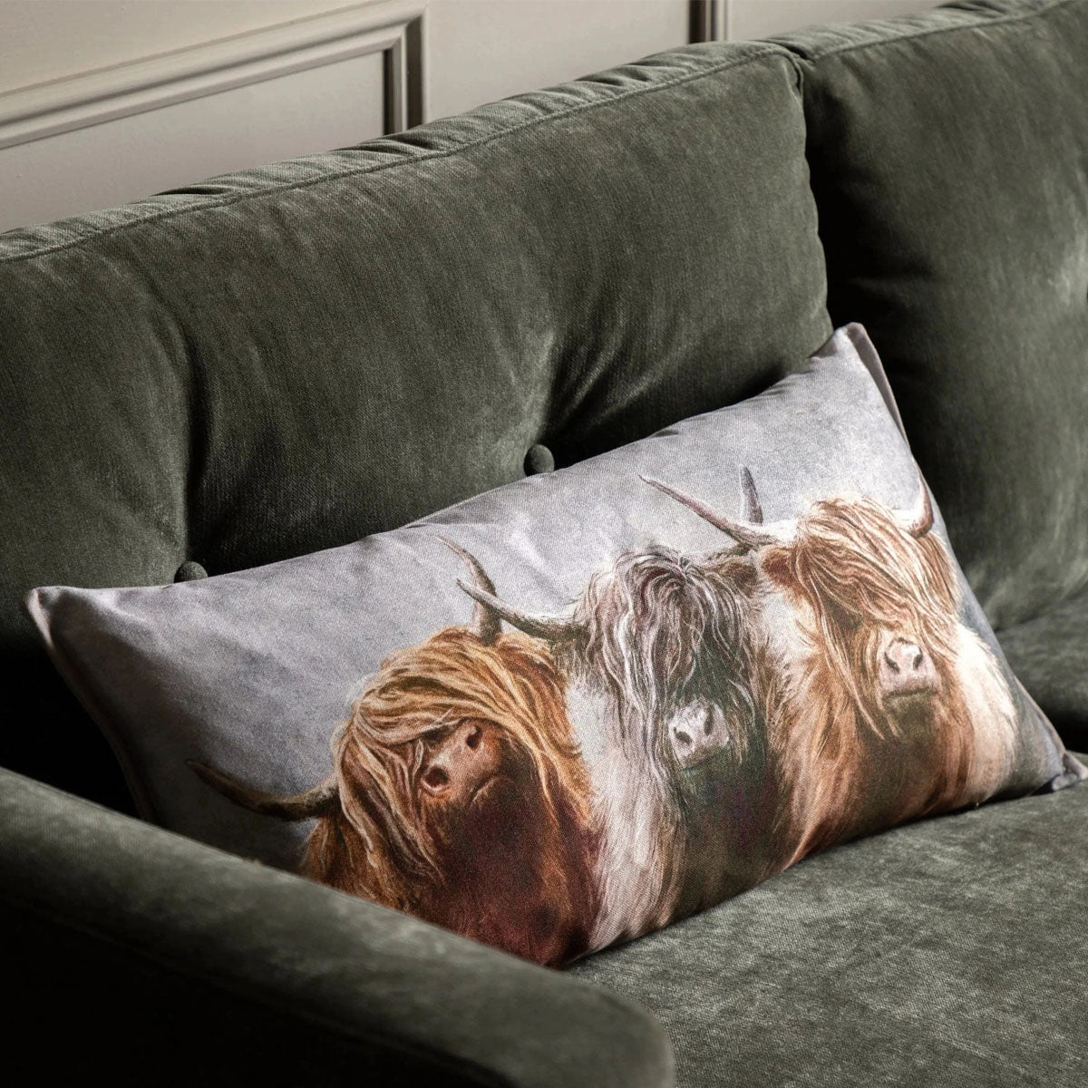 Gallery Direct Highland Cow Trio Cushion