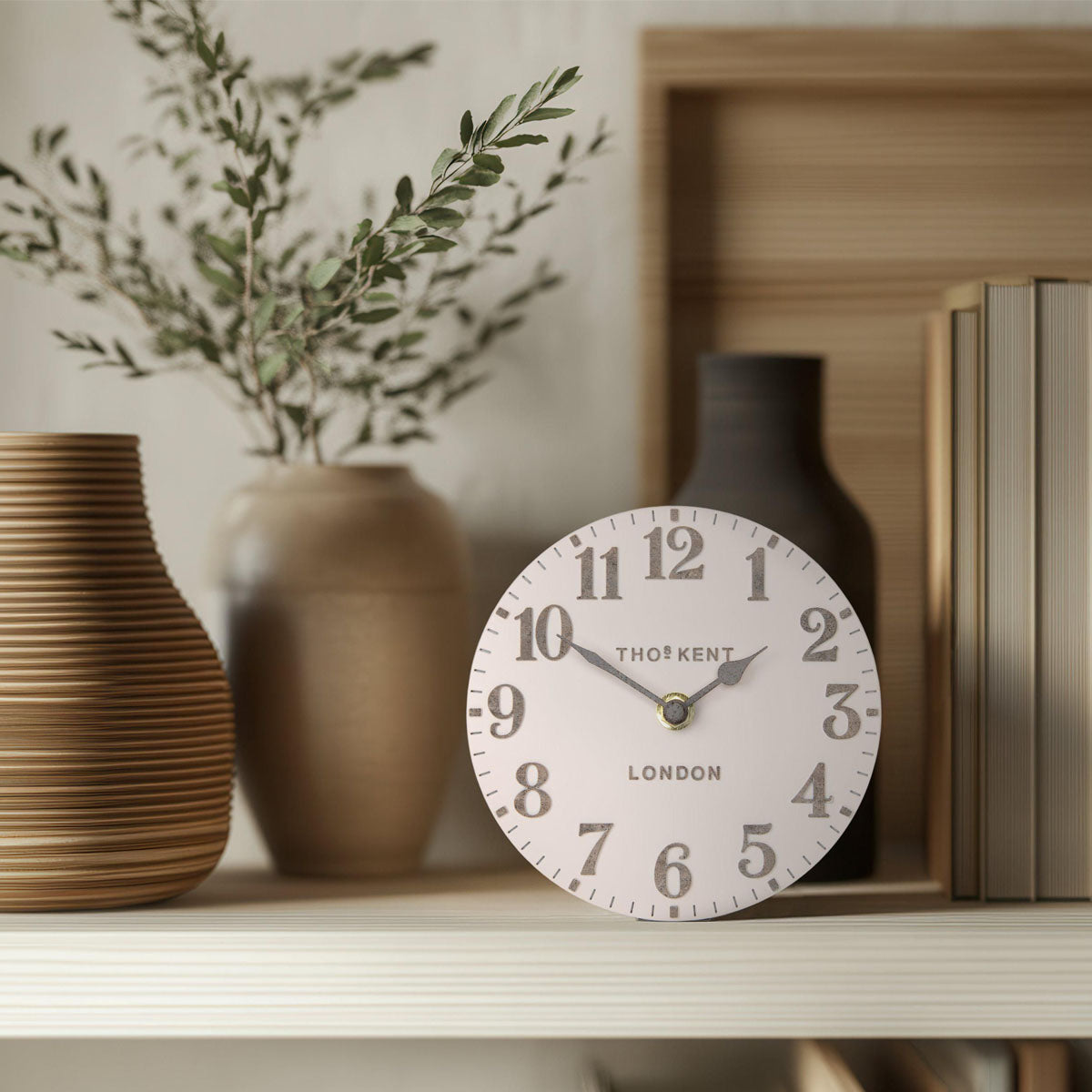 Thomas Kent 15cm Arabic Shy Pink Mantel Clock