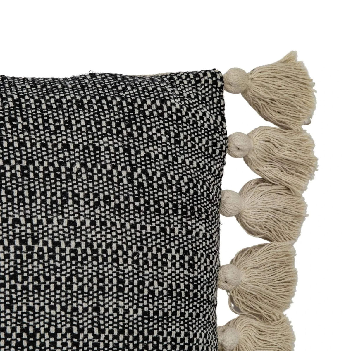 Gallery Direct Woven Cushion with Tassels Black
