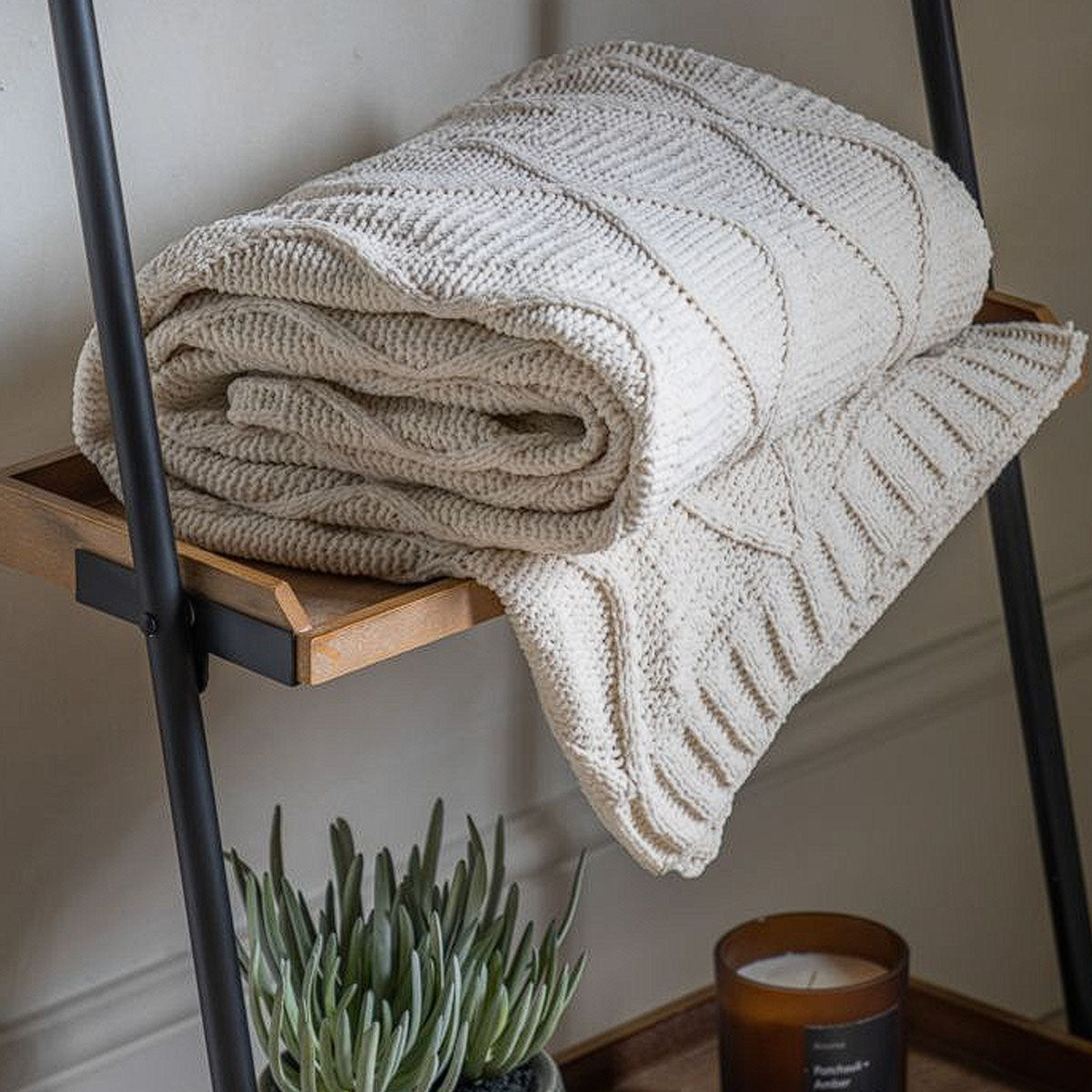 Gallery Direct Chenille Cable Throw