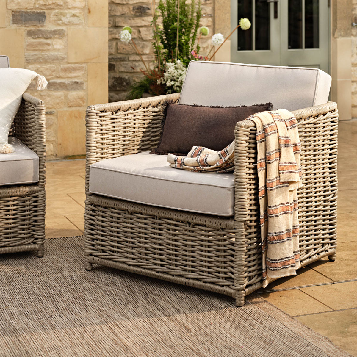 Garden Trading Harting 3 Seater Sofa Set Light Rattan