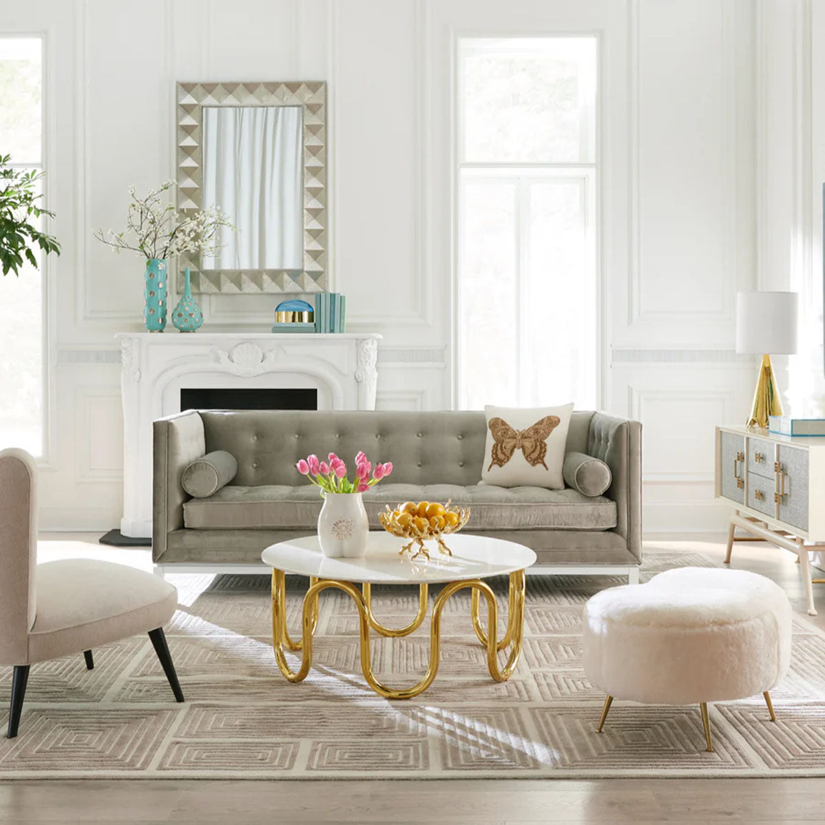 Jonathan Adler Lampert Sofa - Verona Smoke (Ebony)