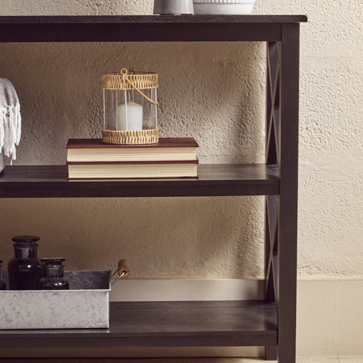 Beaumonde Home Heritage Three Shelf Large Black Bookcase