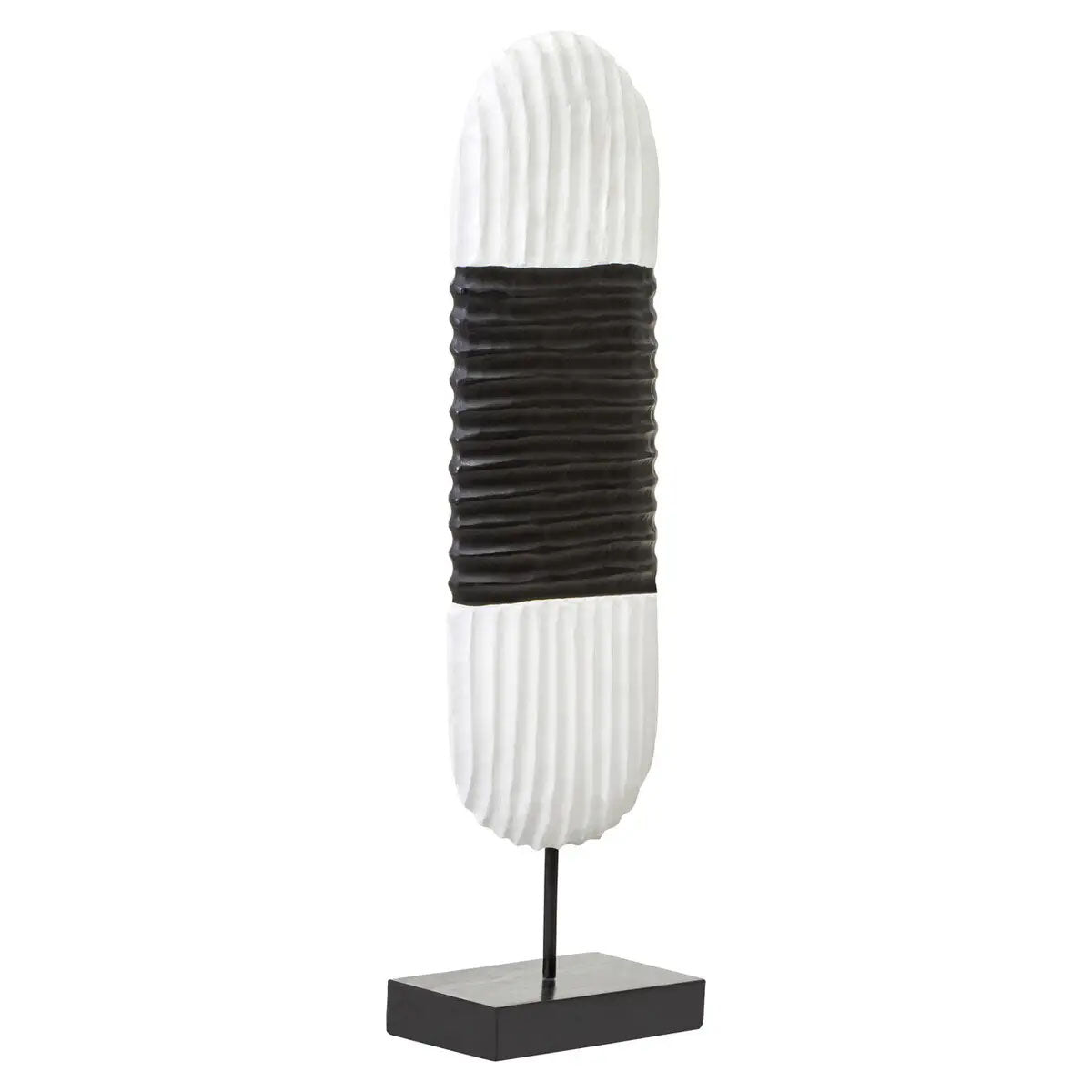 Beaumonde Home Fidel Black and White Mango Wood Oblong Sculpture