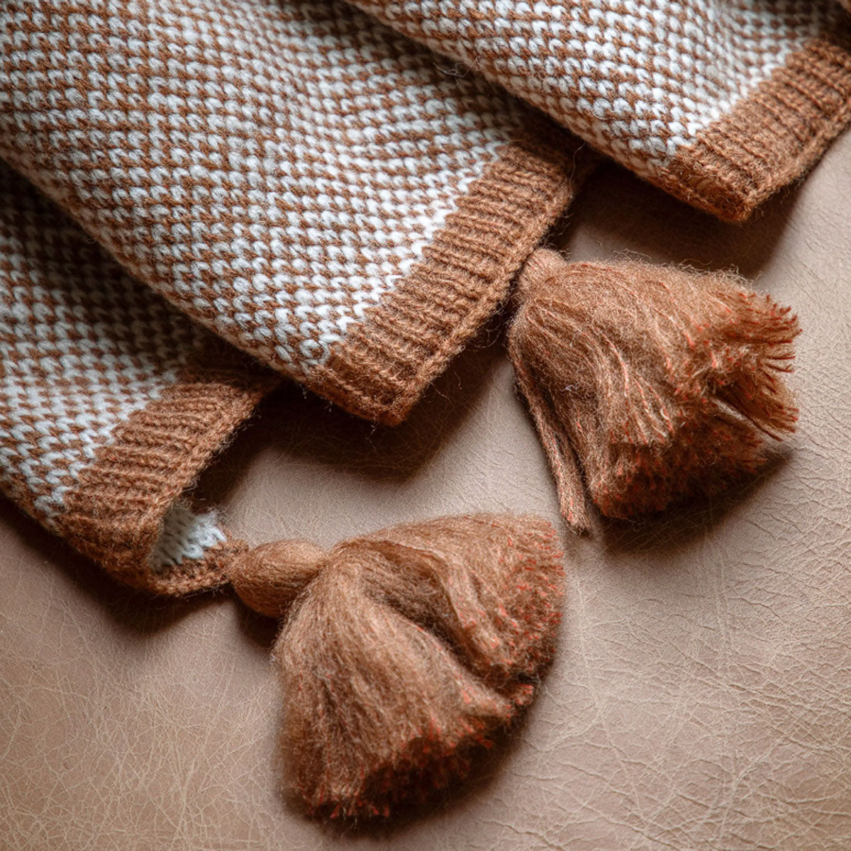Gallery Direct Knitted Border Tassel Throw Rust