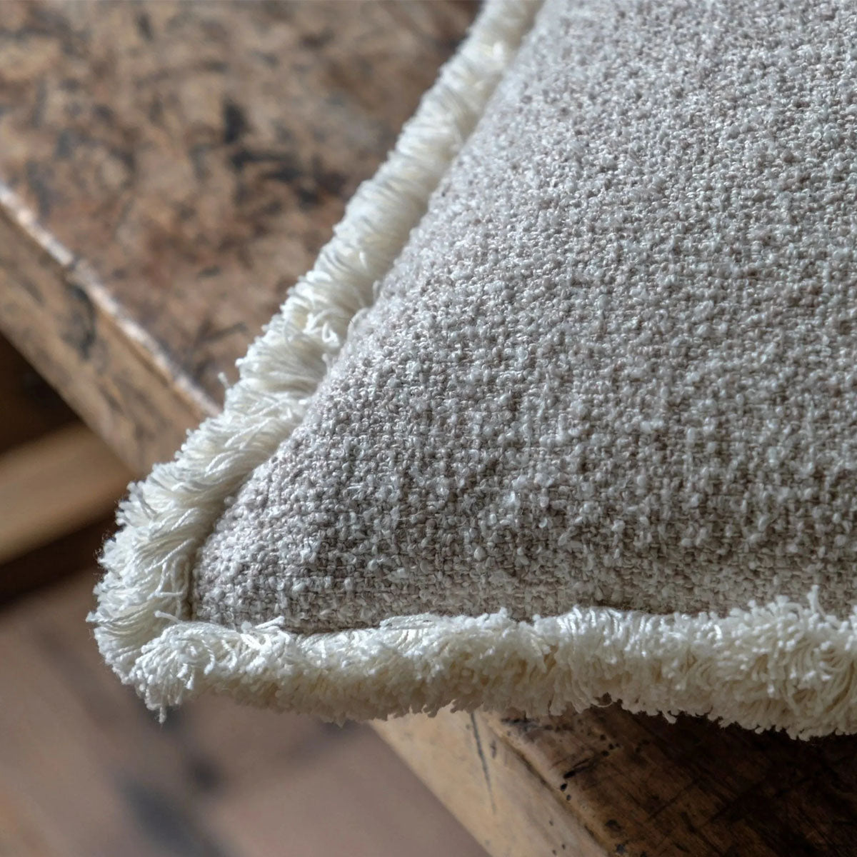 Gallery Direct Woodleigh Fringe Cushion Stone