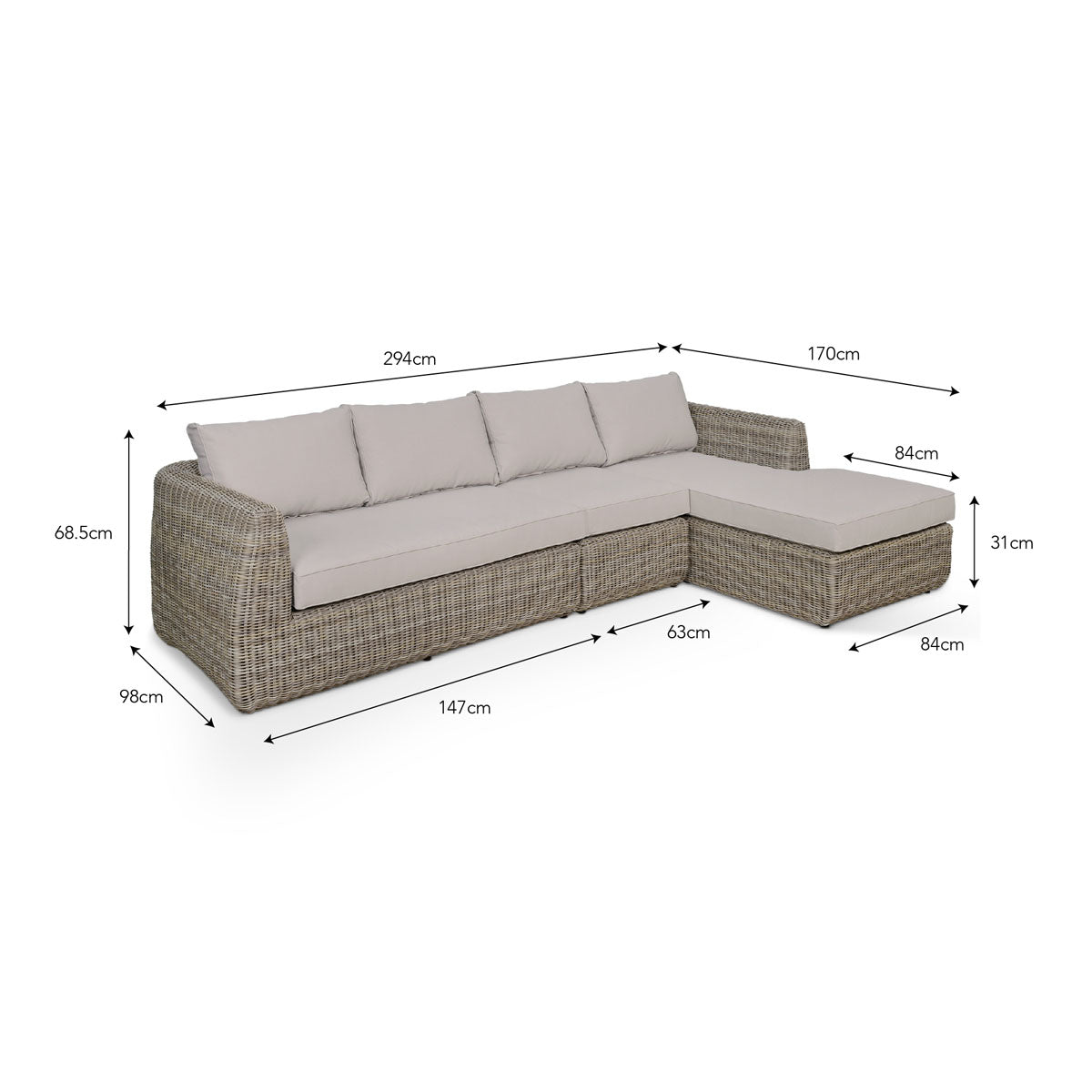 Garden Trading Skala Corner Sofa Set Light Rattan