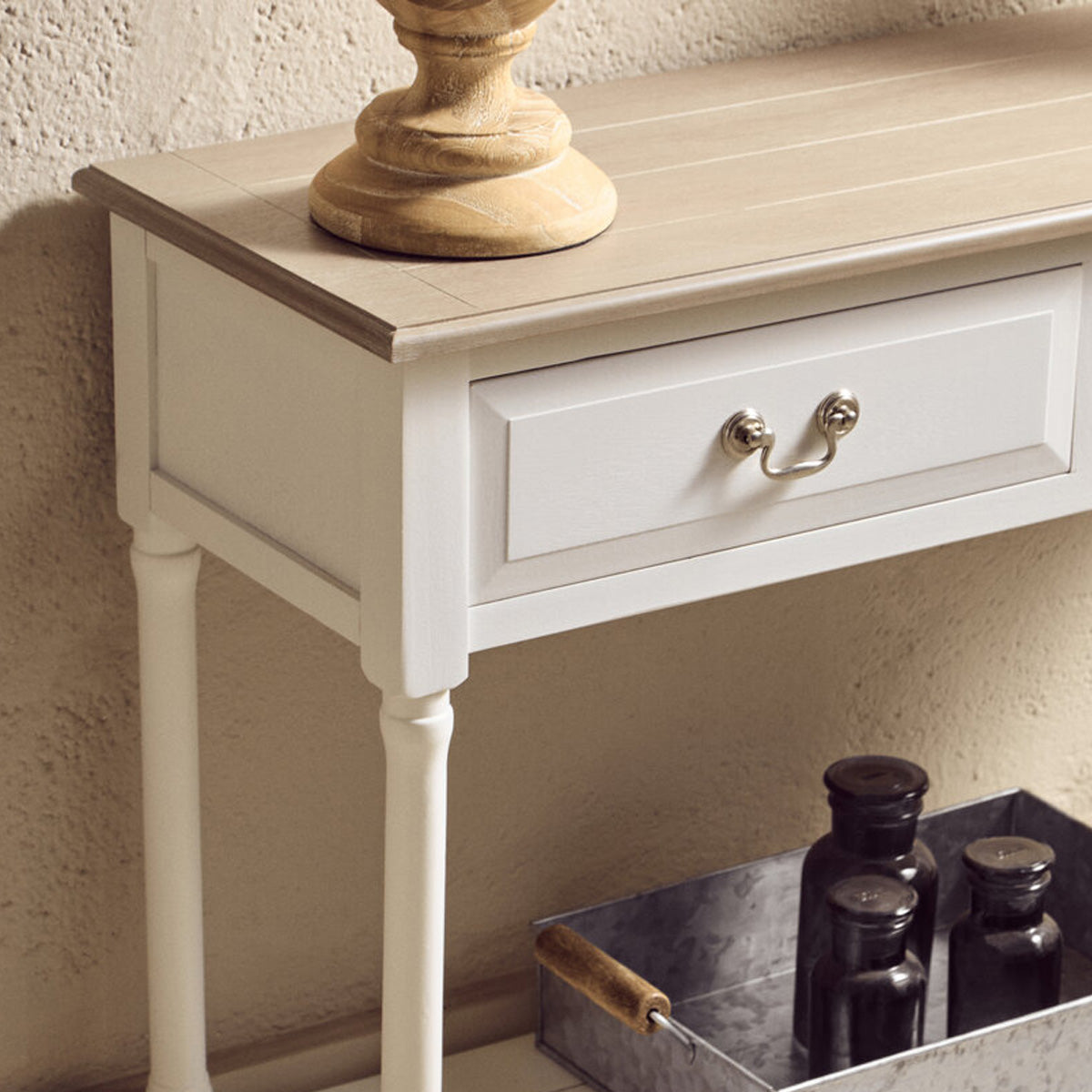 Beaumonde Home Heritage 2 Drawer Ivory Console Table