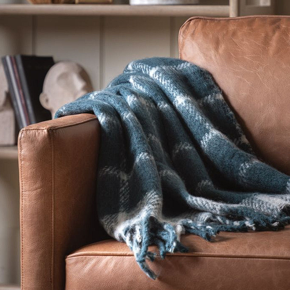 Gallery Direct Poly Faux Mohair Check Throw