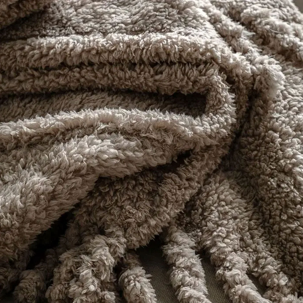 Gallery Direct Fringed Teddy Throw Taupe