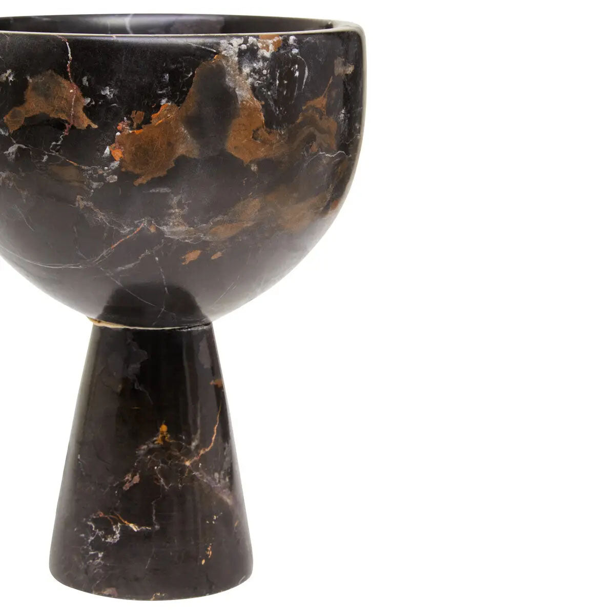 Beaumonde Home Salmo Small Black Marble Pedestal Bowl