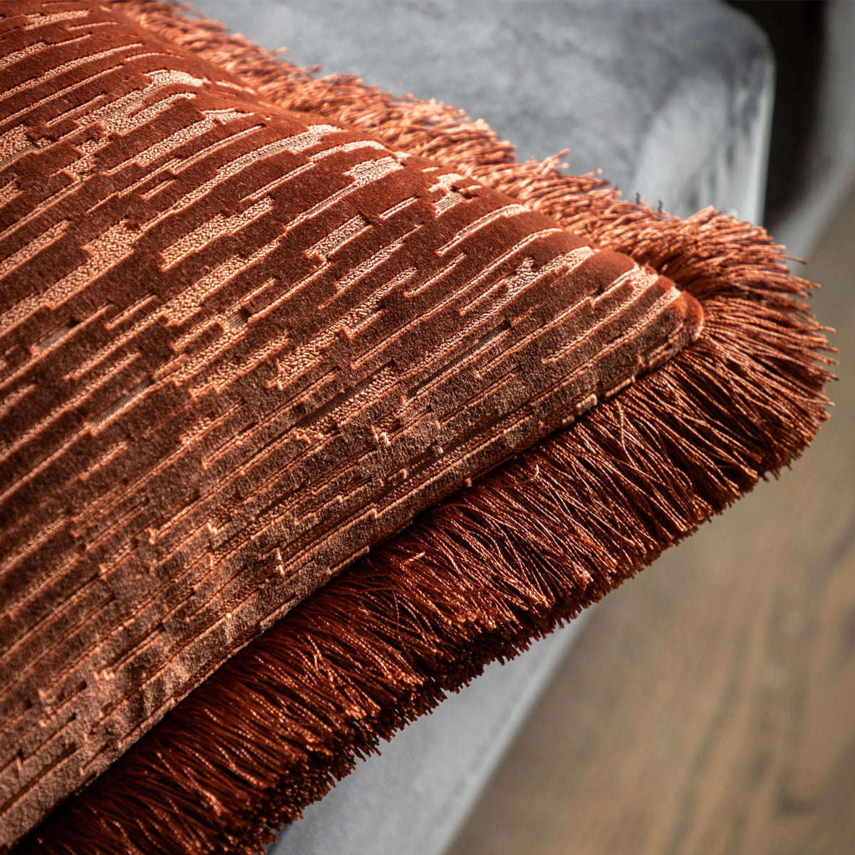 Gallery Direct Cut Velvet Fringe Cushion
