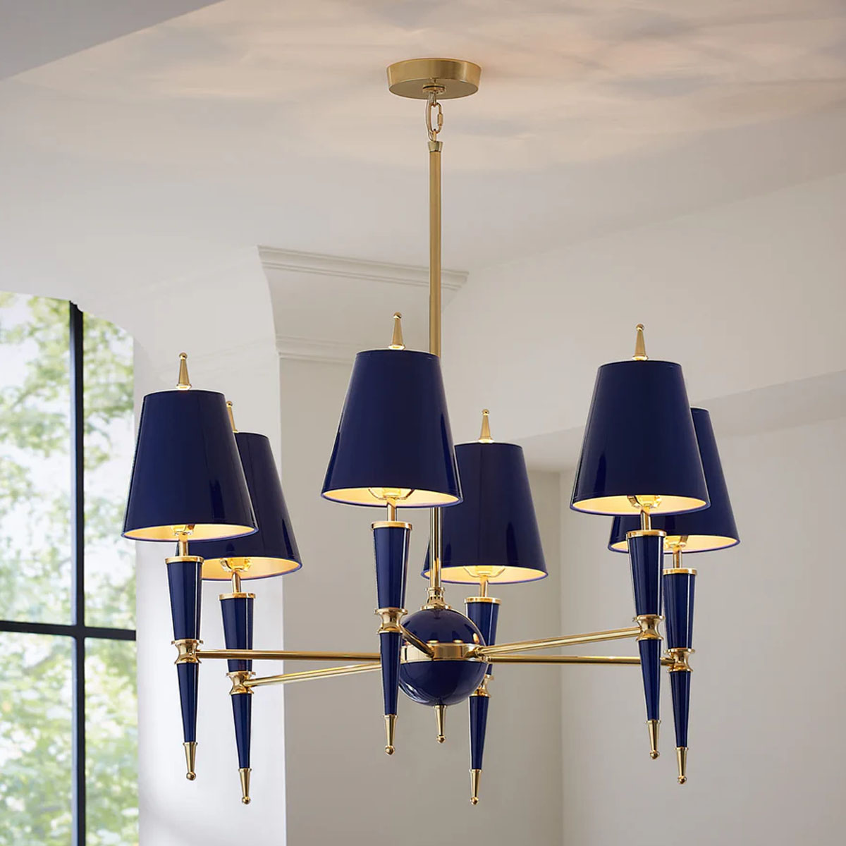 Jonathan Adler Versailles Chandelier - Black/Modern Brass - Black Lacquer Shade