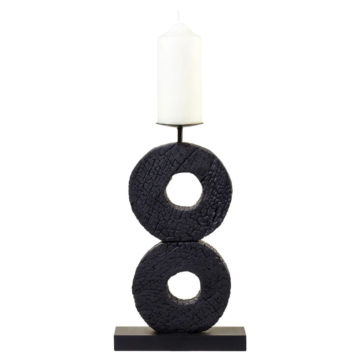 Beaumonde Home Fidel Large Charred Black Mango Wood Log Candle Holder