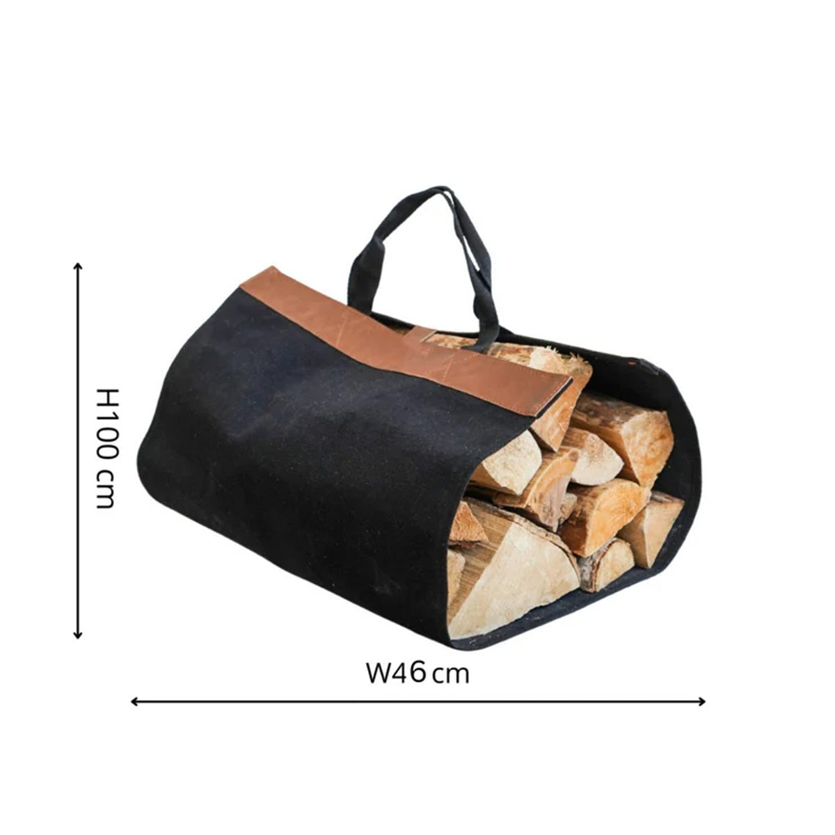 Ivyline Fabric Log Bag Black with Faux Leather