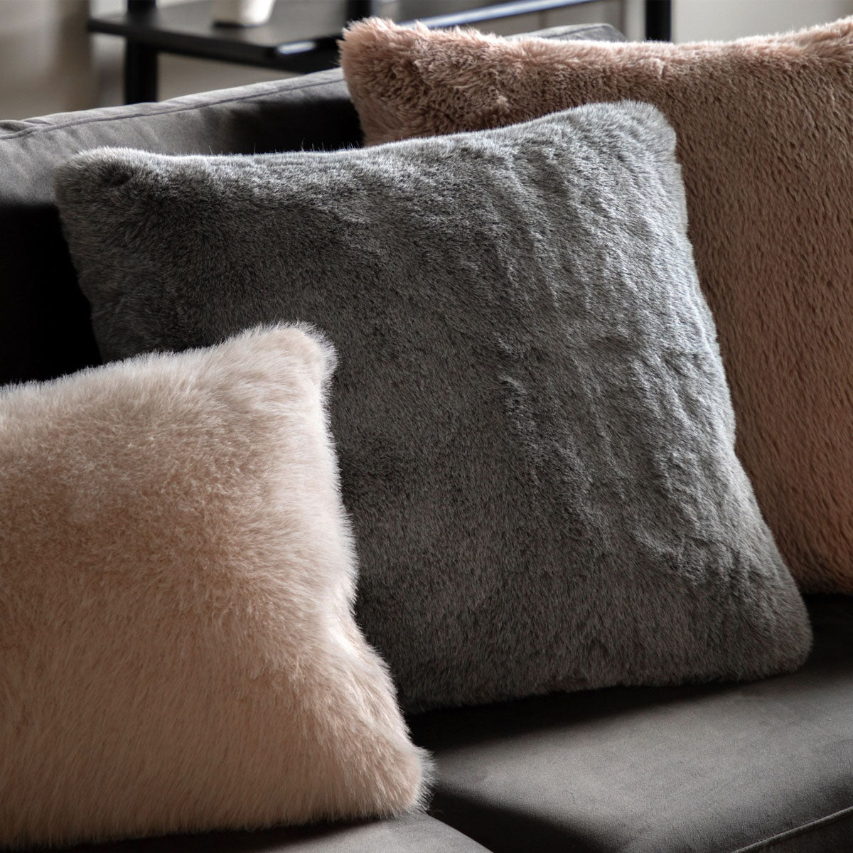 Gallery Direct Roscose Faux Fur Cushion Grey