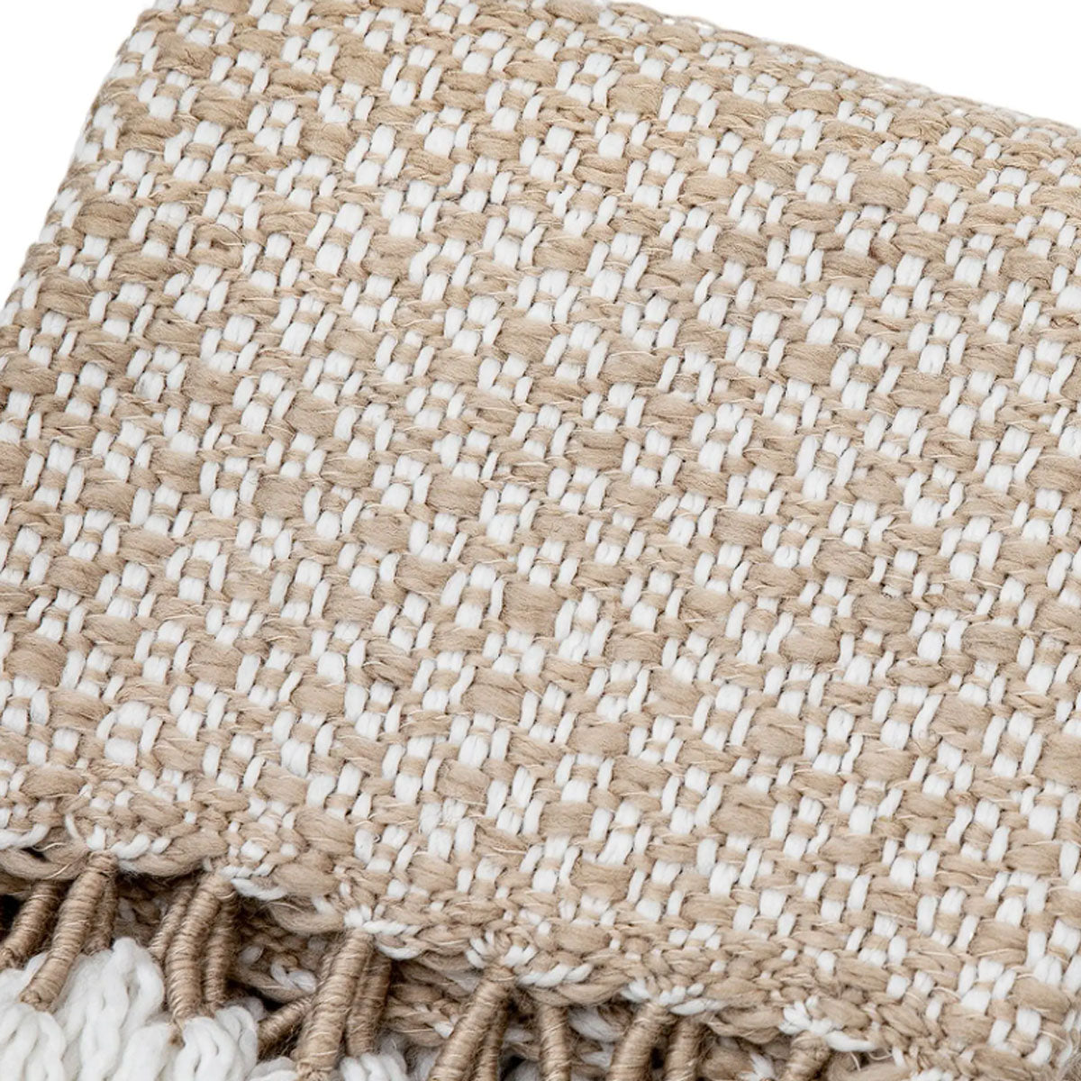 Gallery Direct Woven Wrapped Tassel Throw Natural