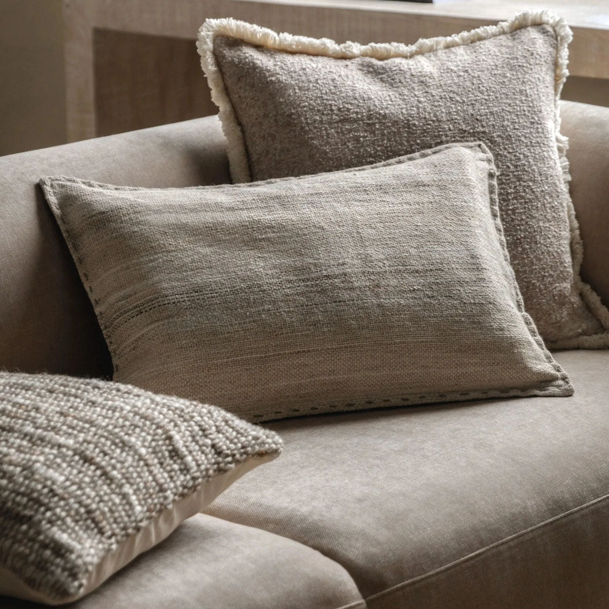 Gallery Direct Cardinham Stitched Cushion Ecru