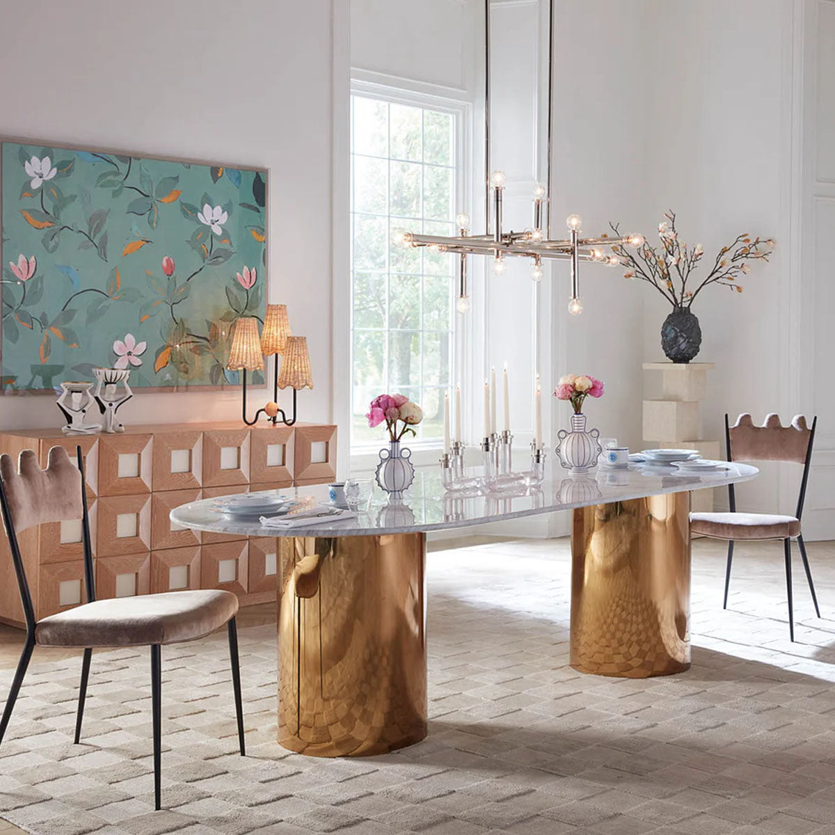 Jonathan Adler Milano Linear Chandelier - Brass