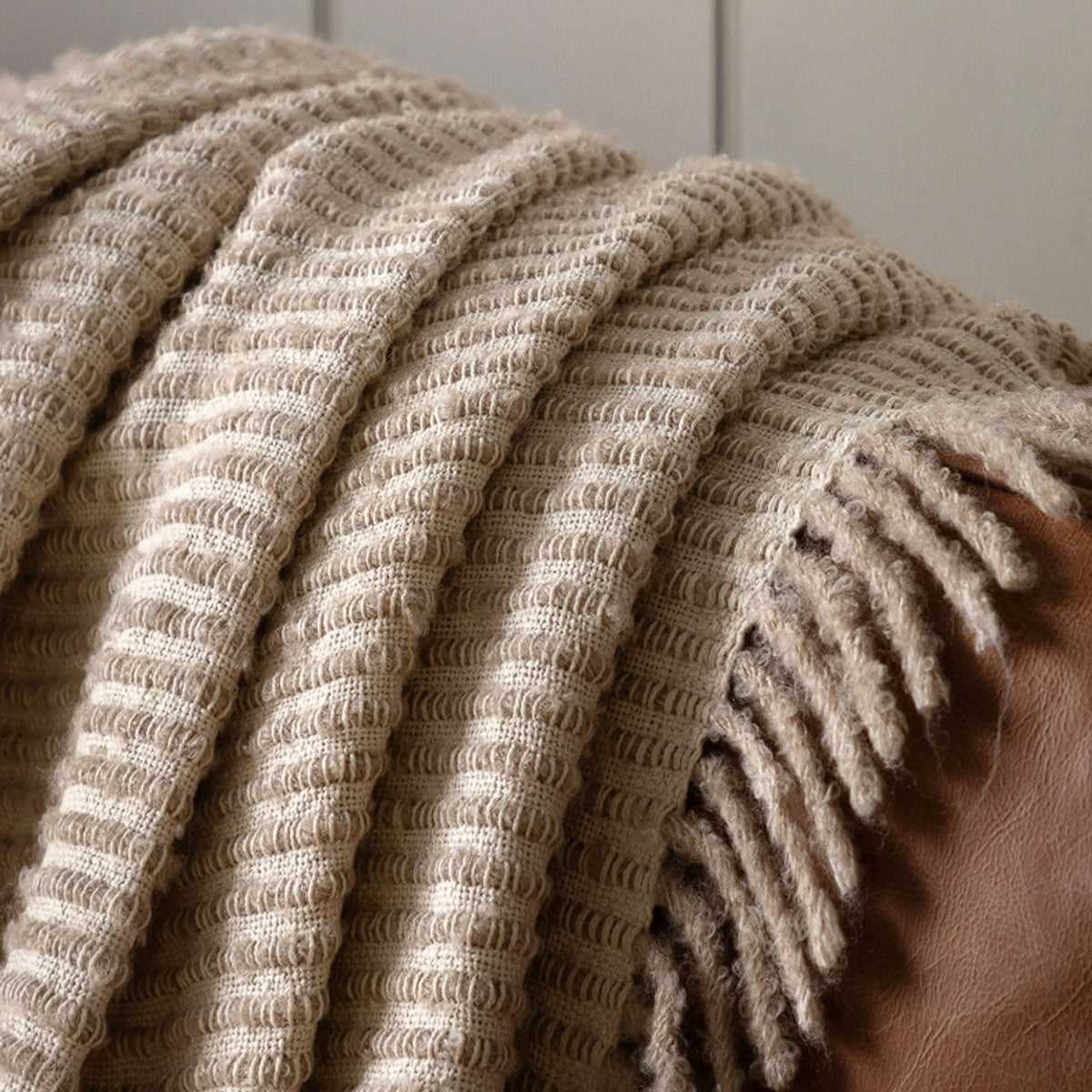 Gallery Direct Side Fringe Throw Cream