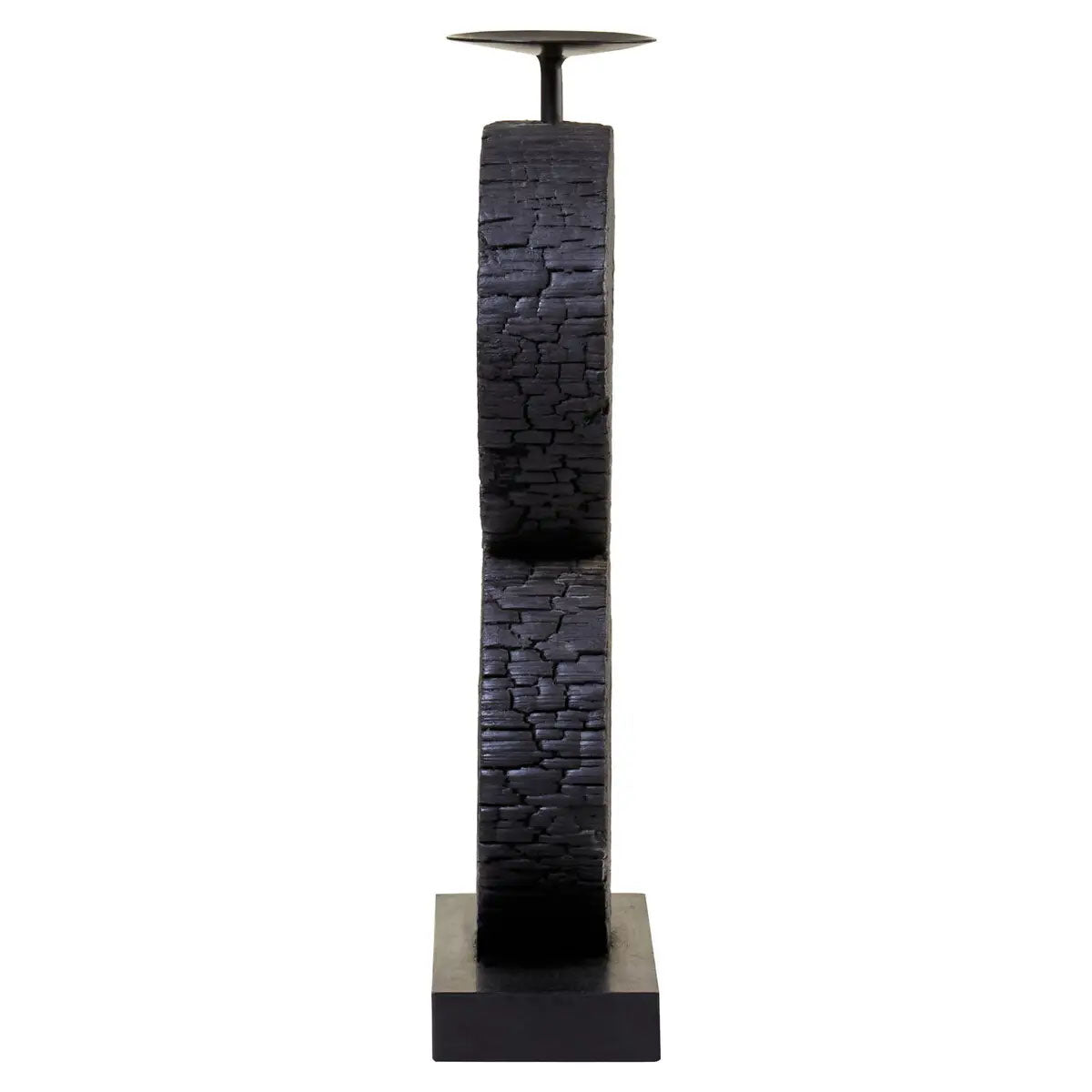 Beaumonde Home Fidel Large Charred Black Mango Wood Log Candle Holder