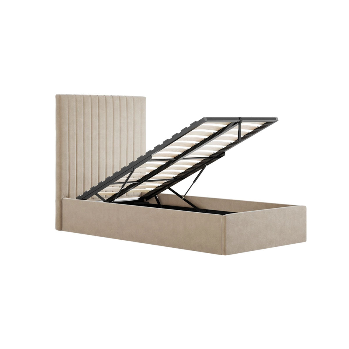 HO+ME Berlin Tall Ottoman Single Bed In Beige
