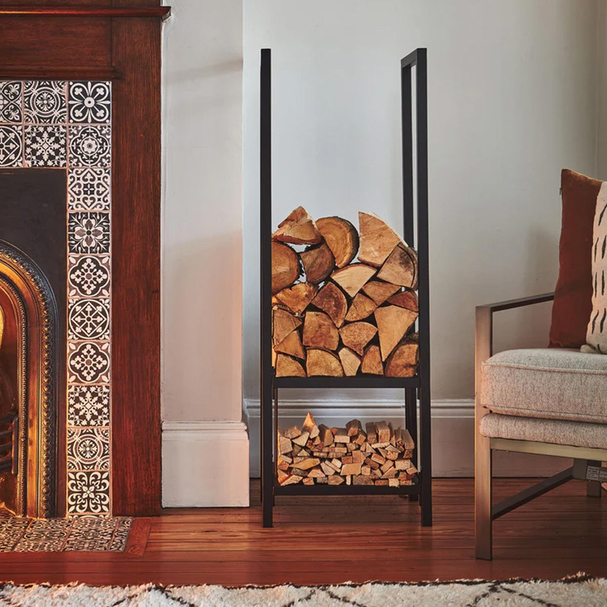 Ivyline Tall Square Shelved Log Storage