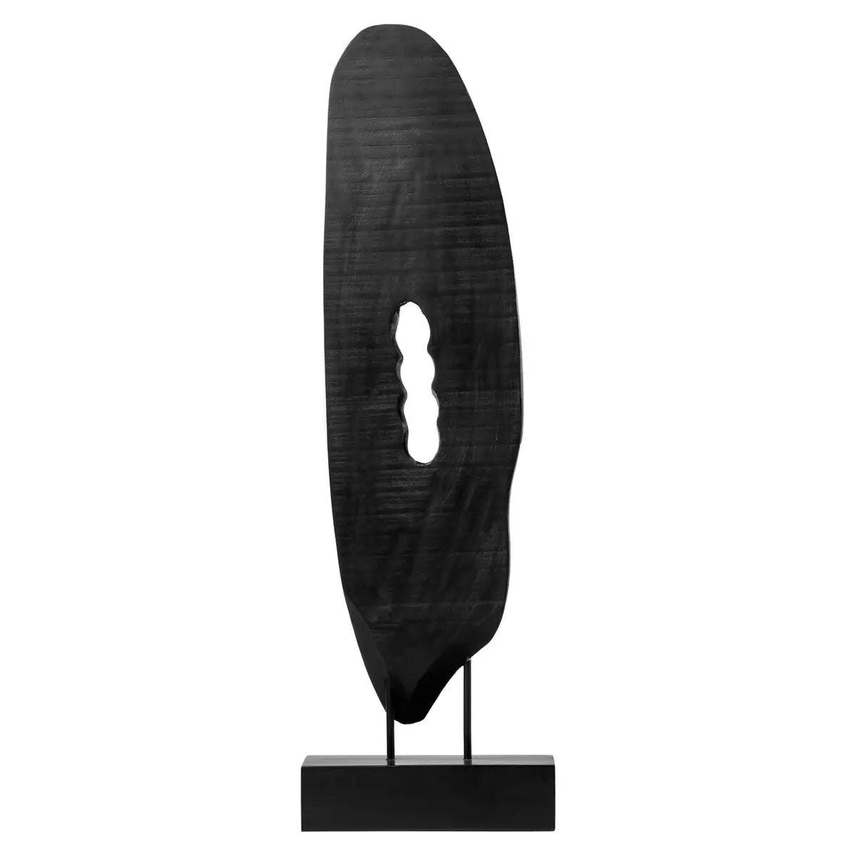 Beaumonde Home Fidel Rustic Black Vertical Mango Wood Slice Sculpture