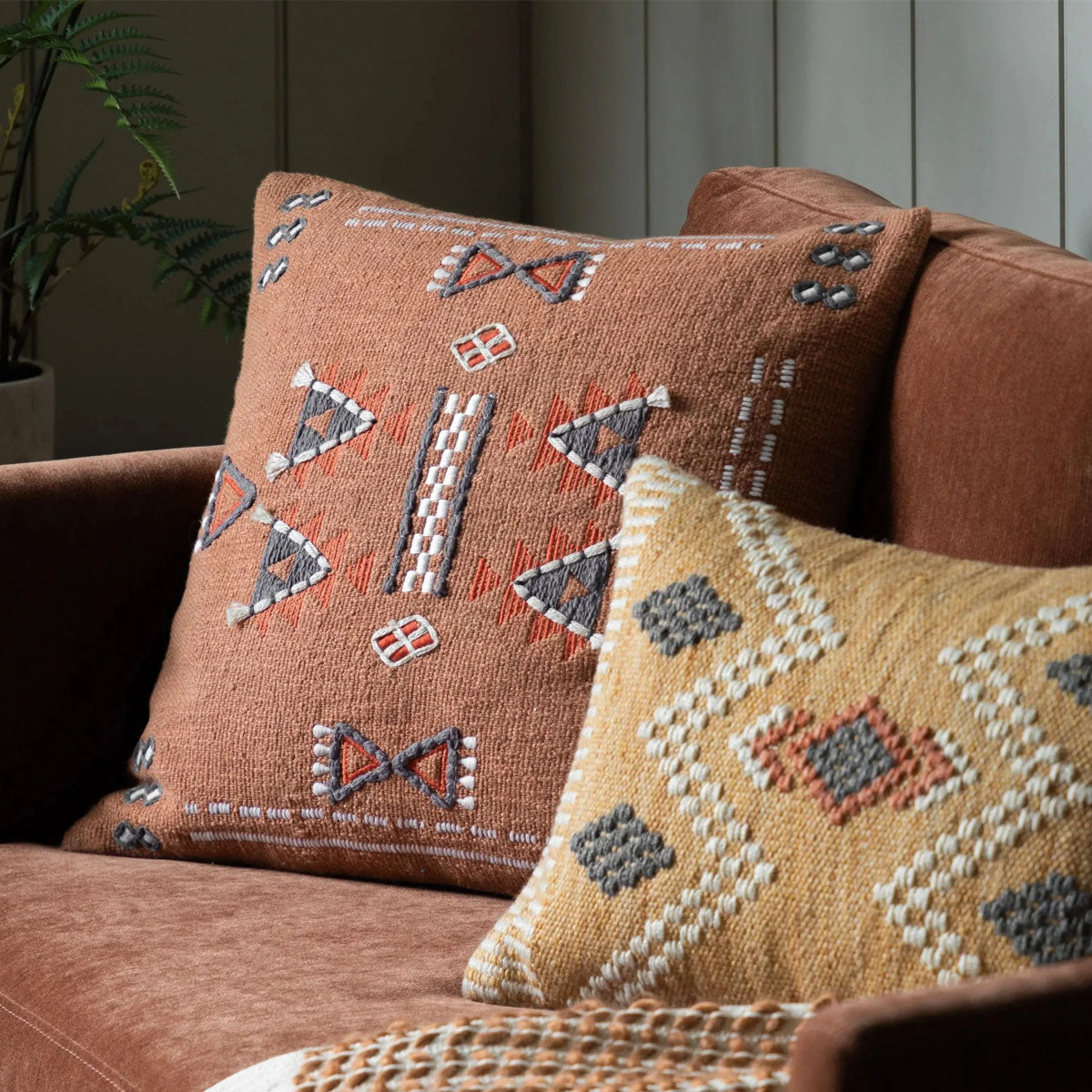 Gallery Direct Arlo Embellished Cushion Brown
