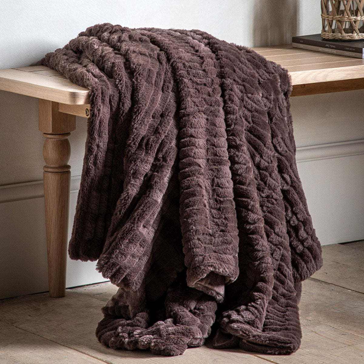 Gallery Direct Textured Rabbit Faux Fur Throw