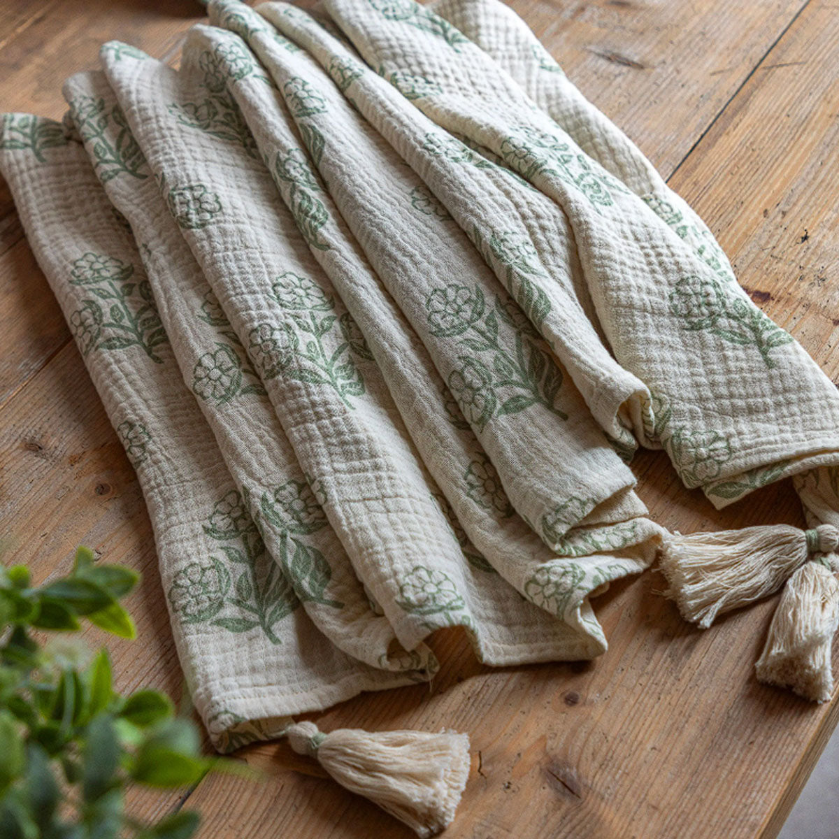Gallery Direct Hepple Gauze Floral Throw Sage