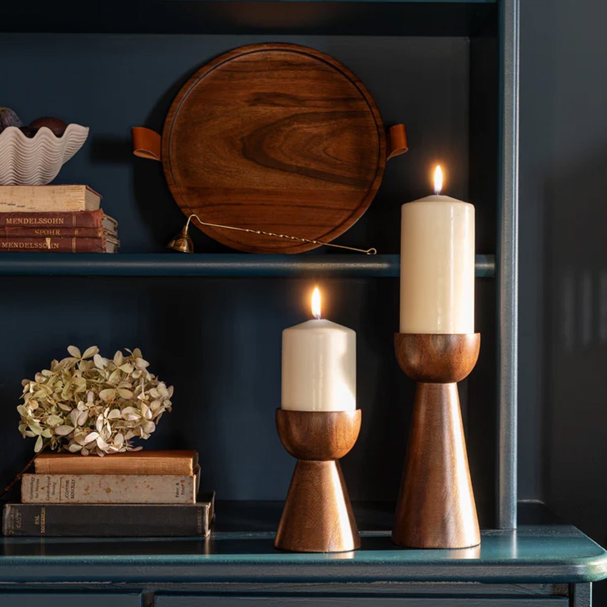 Ivyline Harvey Walnut Wooden Candle Plate