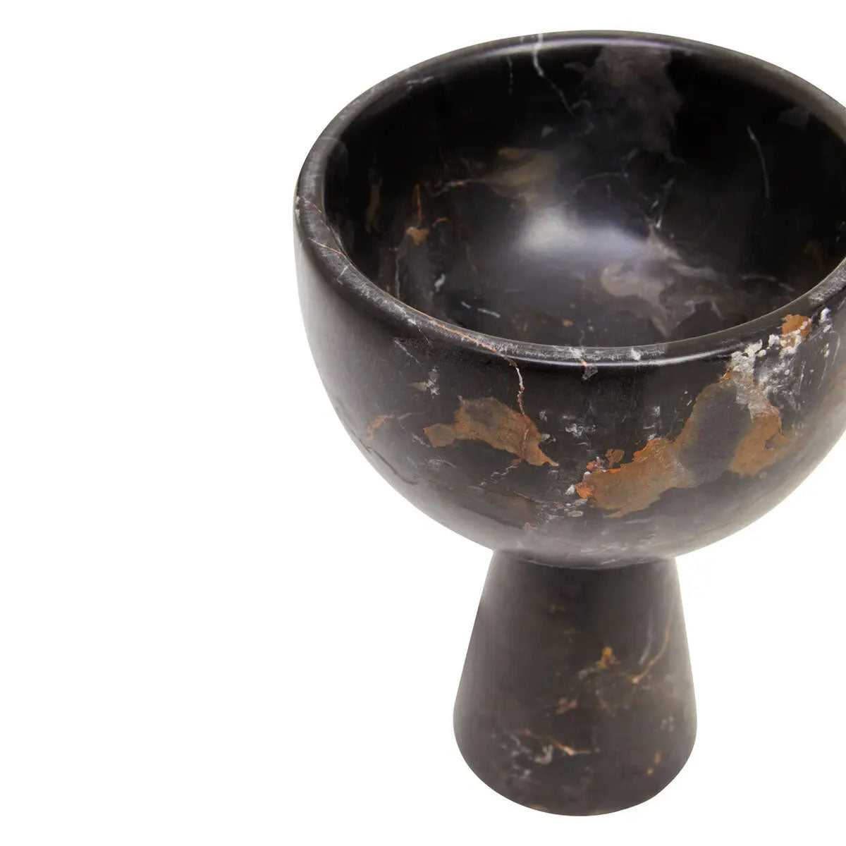 Beaumonde Home Salmo Small Black Marble Pedestal Bowl