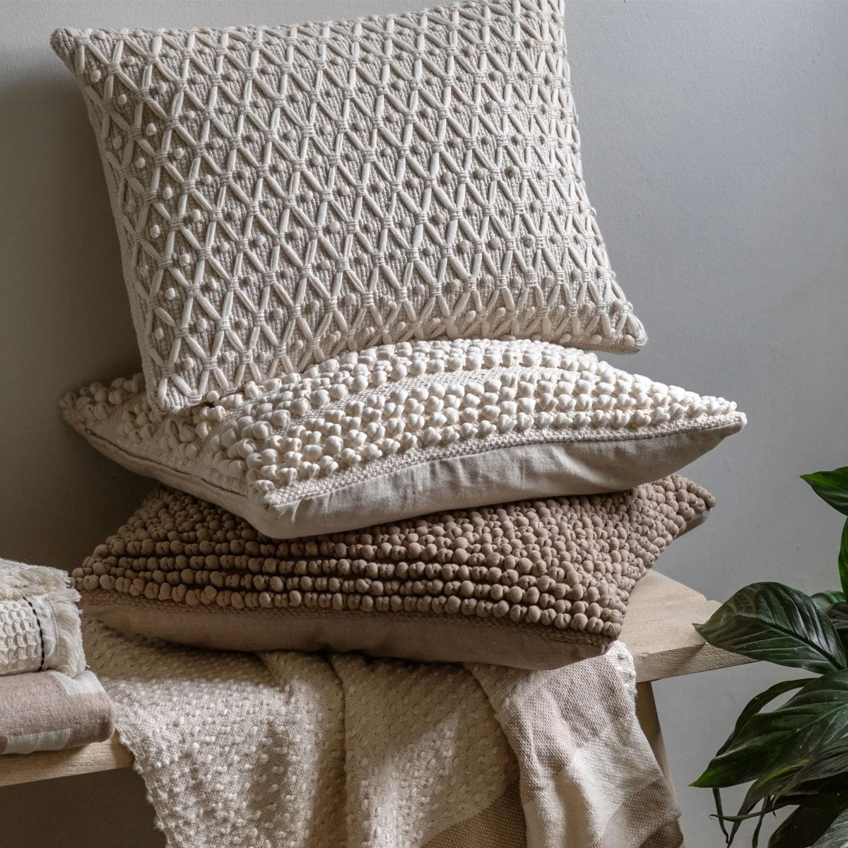 Gallery Direct Cheslyn Woven Cushion Cream