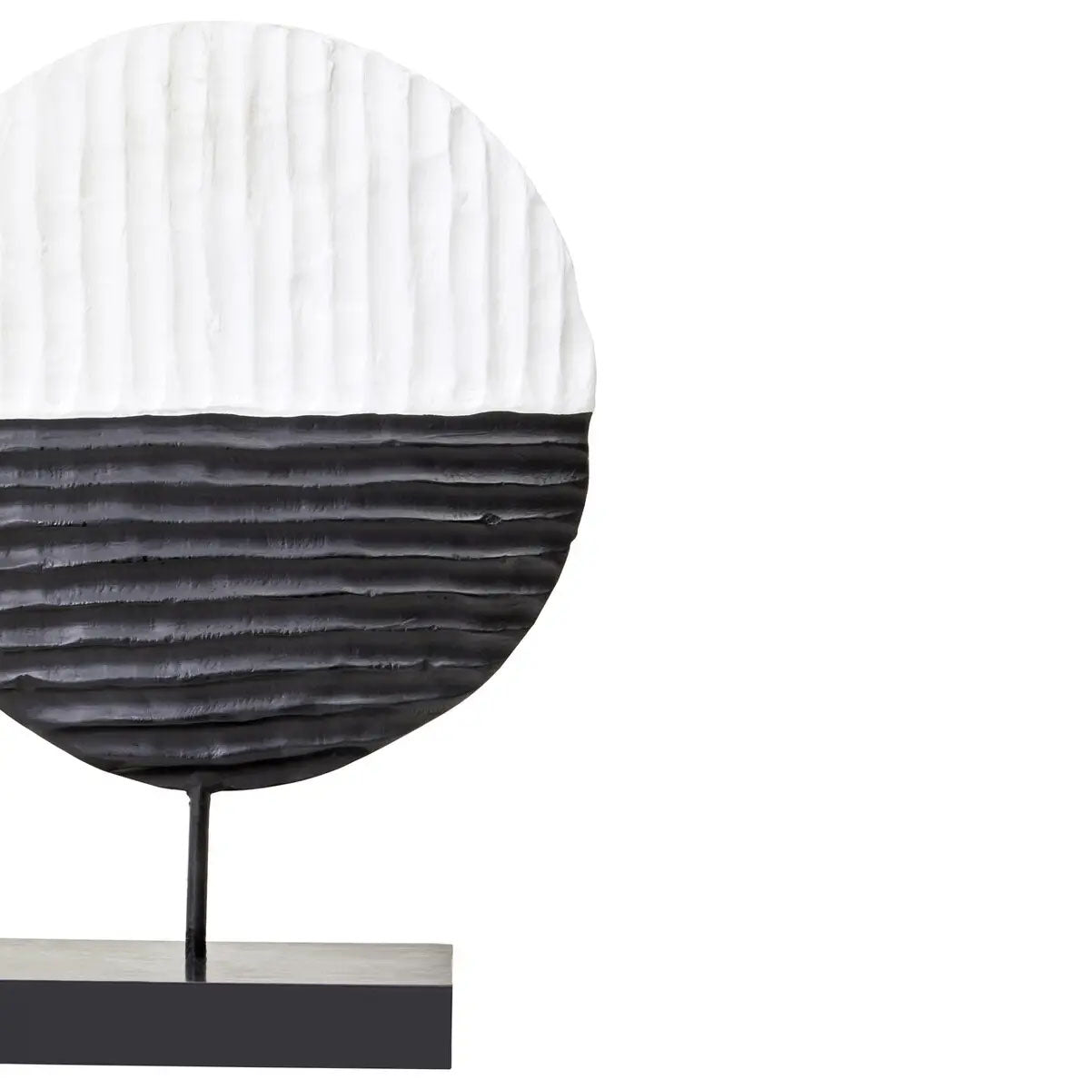 Beaumonde Home Fidel Black and White Mango Wood Round Sculpture