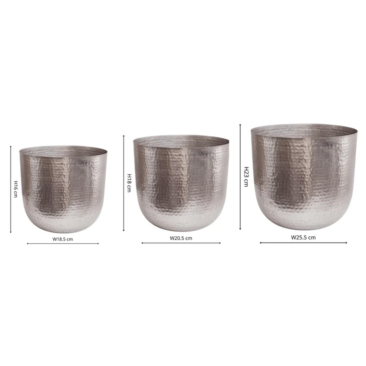Ivyline Felix Hammered Metal Planter Set of 3