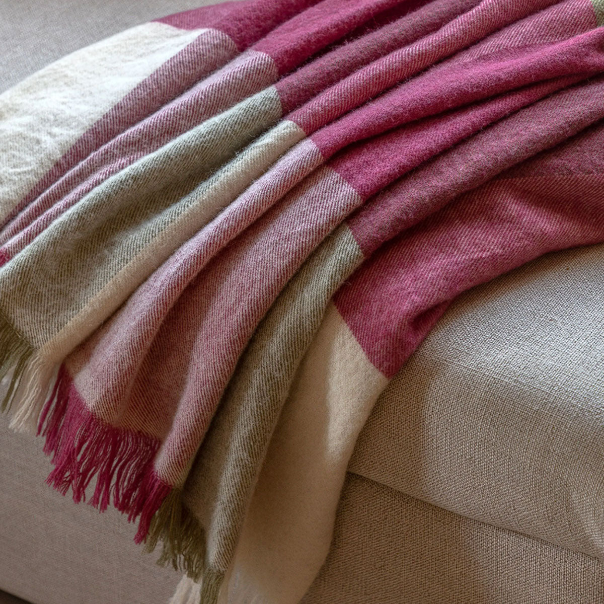 Gallery Direct Dursley Check Throw Cranberry and Olive