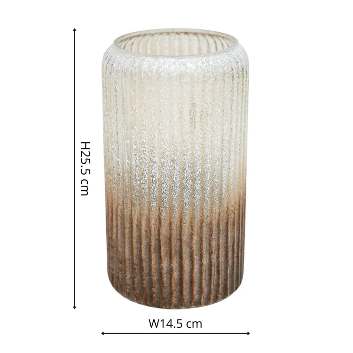 Ivyline Verre Frosted Ribbed Glass Gold Vase