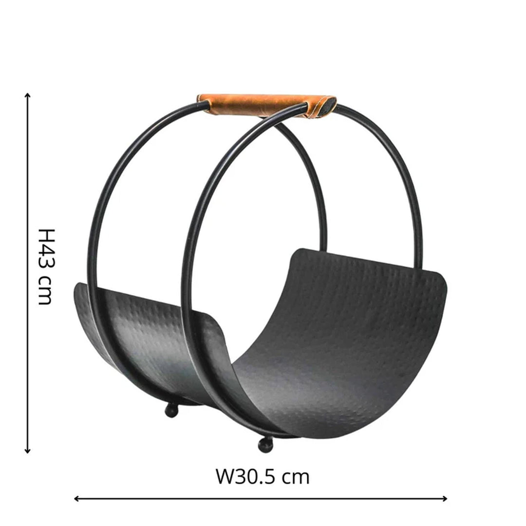 Ivyline Leather Handle Round Log Holder